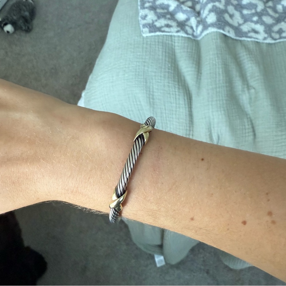 Silver and Gold Twisted Cable Bracelet - Picture 2 of 6